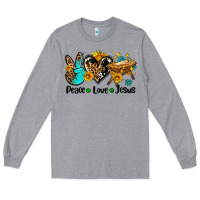 Heather Grey peace love jesus Long Sleeve Tee - AdoDesignShop