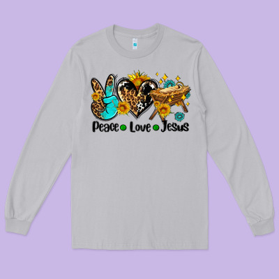 Peace Love Jesus Long Sleeve Tee Designed By Adodesignshop