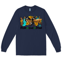 Navy peace love jesus Long Sleeve Tee - AdoDesignShop