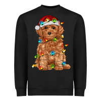 Black toy poodle with christmas lights Heavyweight Sweatshirt - RanaPortraitStore