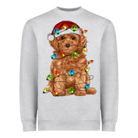 Heather Grey toy poodle with christmas lights Heavyweight Sweatshirt - RanaPortraitStore
