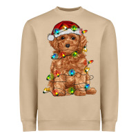 Toy Poodle With Christmas Lights Heavyweight Sweatshirt | Teevron