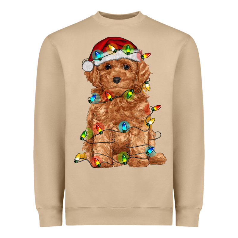 Toy Poodle With Christmas Lights Heavyweight Sweatshirt by RanaPortraitStore | Teevron