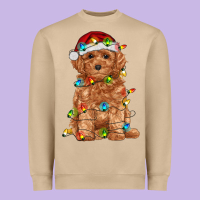 Toy Poodle With Christmas Lights Heavyweight Sweatshirt Designed By Ranaportraitstore