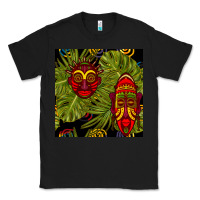 Black african masks and monstera leaf seamless pattern Classic Tee - BundleAndBundleShop