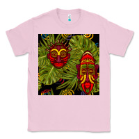 Bubblegum Pink african masks and monstera leaf seamless pattern Classic Tee - BundleAndBundleShop