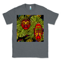 Charcoal Heather african masks and monstera leaf seamless pattern Classic Tee - BundleAndBundleShop