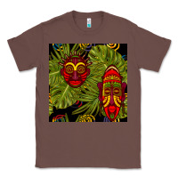 Chestnut african masks and monstera leaf seamless pattern Classic Tee - BundleAndBundleShop