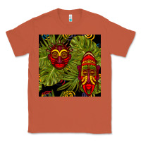 Copper african masks and monstera leaf seamless pattern Classic Tee - BundleAndBundleShop