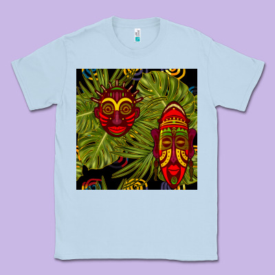 African Masks And Monstera Leaf Seamless Pattern Classic Tee Designed By Bundleandbundleshop