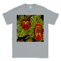 Heather Grey african masks and monstera leaf seamless pattern Classic Tee - BundleAndBundleShop