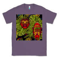 Lavender african masks and monstera leaf seamless pattern Classic Tee - BundleAndBundleShop