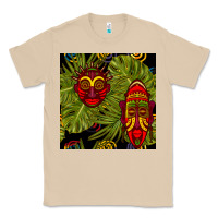 Mushroom african masks and monstera leaf seamless pattern Classic Tee - BundleAndBundleShop