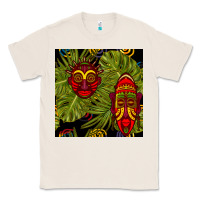 Natural african masks and monstera leaf seamless pattern Classic Tee - BundleAndBundleShop