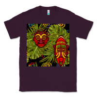 Plum african masks and monstera leaf seamless pattern Classic Tee - BundleAndBundleShop