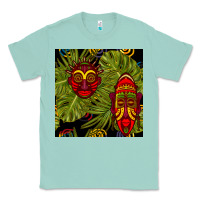 Seafoam african masks and monstera leaf seamless pattern Classic Tee - BundleAndBundleShop