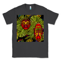 Smoke african masks and monstera leaf seamless pattern Classic Tee - BundleAndBundleShop