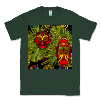 Sports Green african masks and monstera leaf seamless pattern Classic Tee - BundleAndBundleShop