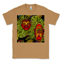 Toasted Coconut african masks and monstera leaf seamless pattern Classic Tee - BundleAndBundleShop