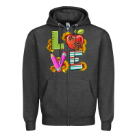 Charcoal Heather love with pen and  serape leopard Zipper Hoodie - Artiststas