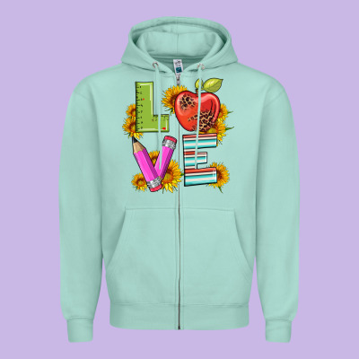 Love With Pen And  Serape Leopard Zipper Hoodie Designed By Artiststas