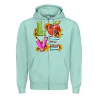 Seafoam love with pen and  serape leopard Zipper Hoodie - Artiststas