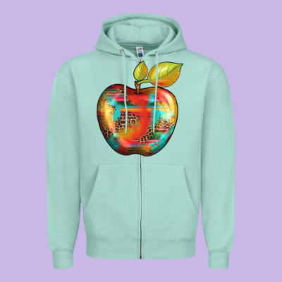 Leopard Turquoise Glitter Serape Zipper Hoodie Designed By Artiststas