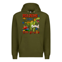 Army Green roaring into 5th grade Premium Hoodie - BundleAndBundleShop