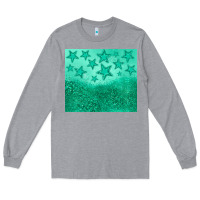 Heather Grey green glitter star Long Sleeve Tee - JahusDesignShop