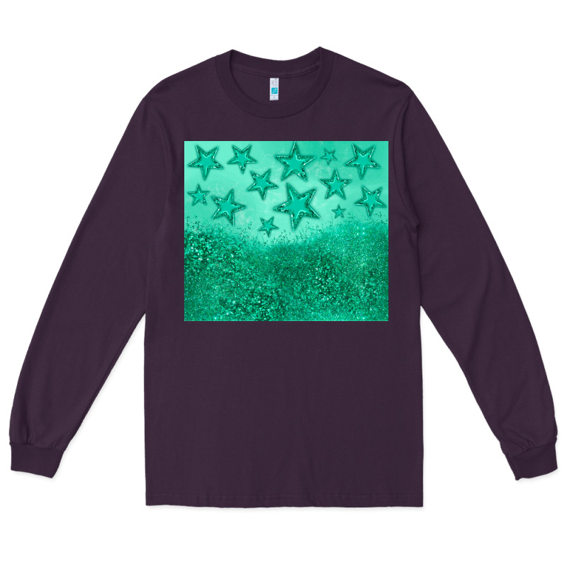 Green Glitter Star Long Sleeve Tee by JahusDesignShop | Teevron