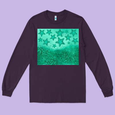 Green Glitter Star Long Sleeve Tee Designed By Jahusdesignshop