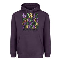 Plum beads parades crawfish king cake mardi gras Heavyweight Hoodie - MaliasSmallBusiness