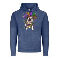 Vintage Denim mardi gras hat  english bulldog Vintage Hoodie - RanaPortraitStore