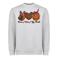 Heather Grey peace love toy poodle Heavyweight Sweatshirt - RanaPortraitStore