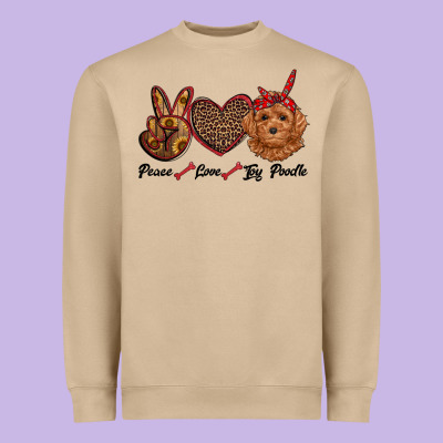Peace Love Toy Poodle Heavyweight Sweatshirt Designed By Ranaportraitstore