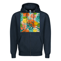 Navy pineapple and lemon seamless pattern Zipper Hoodie - BundleAndBundleShop