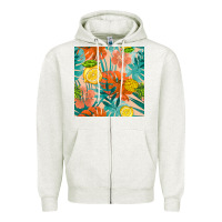 Oatmeal Heather pineapple and lemon seamless pattern Zipper Hoodie - BundleAndBundleShop