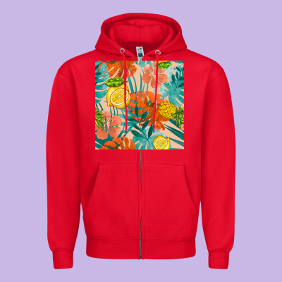 Pineapple And Lemon Seamless Pattern Zipper Hoodie Designed By Bundleandbundleshop