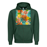 Sports Green pineapple and lemon seamless pattern Zipper Hoodie - BundleAndBundleShop