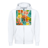 White pineapple and lemon seamless pattern Zipper Hoodie - BundleAndBundleShop