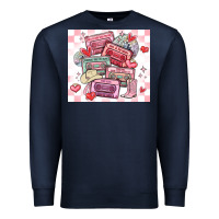 Navy valentine's day cassette tapes Premium Sweatshirt - MaliasSmallBusiness