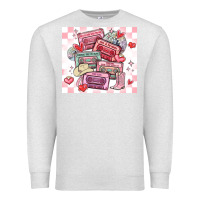 Oatmeal Heather valentine's day cassette tapes Premium Sweatshirt - MaliasSmallBusiness