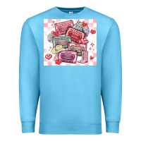 Ocean Blue valentine's day cassette tapes Premium Sweatshirt - MaliasSmallBusiness