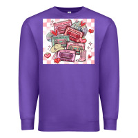 Purple valentine's day cassette tapes Premium Sweatshirt - MaliasSmallBusiness