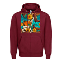 Burgundy cowboy boots and hat seamless pattern Zipper Hoodie - BundleAndBundleShop