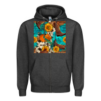 Charcoal Heather cowboy boots and hat seamless pattern Zipper Hoodie - BundleAndBundleShop