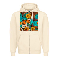 Sandshell cowboy boots and hat seamless pattern Zipper Hoodie - BundleAndBundleShop
