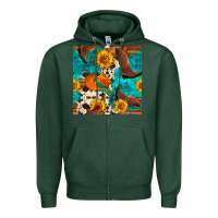 Sports Green cowboy boots and hat seamless pattern Zipper Hoodie - BundleAndBundleShop