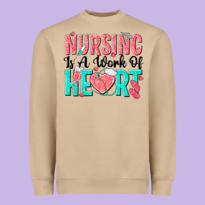Nursing Is A Work Of Heart Heavyweight Sweatshirt Designed By Texasbilliewilder