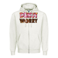 Oatmeal Heather donut worry with donut Zipper Hoodie - AdoDesignShop
